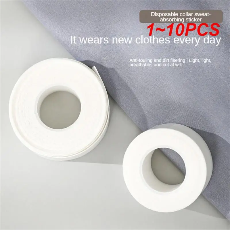 1 ~ 10 Stuks Gerold Zweet-Absorberend/5M \ 8M Hoed Shirt Kraag Beschermer Anti-Vuil Vuil Fixeren Sticker Zelfklevend Wegwerp