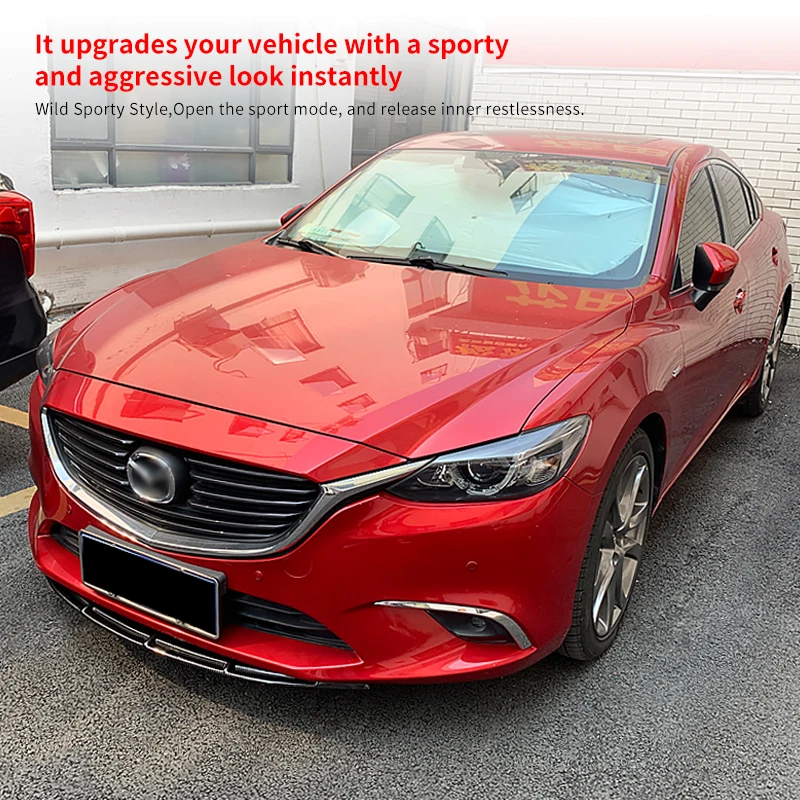 

Car Universal Accessory Front Bumper Splitter Lip Body Kit Spoiler Chin Plate Scratch Protector ABS For Mazda 6 Atenza 2014-2022