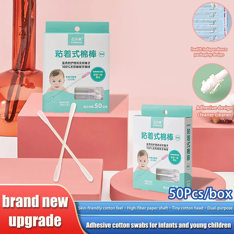 

50 Pieces Multipurpose Swabs Cosmetic Double-Ended Makeup Ear Care Paper Sticks Natural Ear Swab