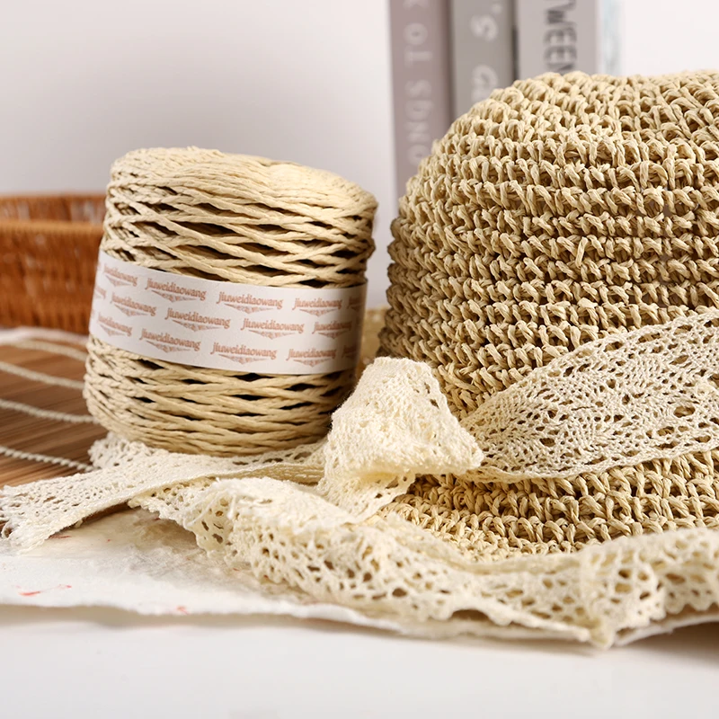 Paquete de 3 Hilos de Rafia, Rafia Trenzada de Alta Calidad, Ideal para Tejer Gorros, Bolsos, Alfombras, Posavasos, Cajas de Almacenamiento y Otras Manualidades