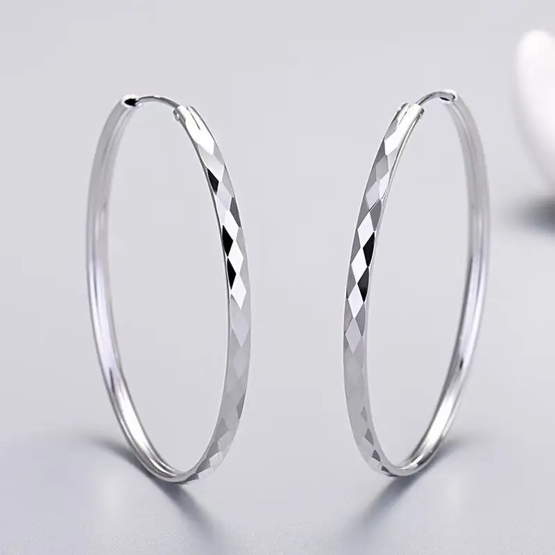 316L Edelstahl 30-60 MM Sparkle Creolen Für Frauen Mode Luxus Qualität Schmuck Großhandel Trend Schleife Einfache schmuck – Detail 4