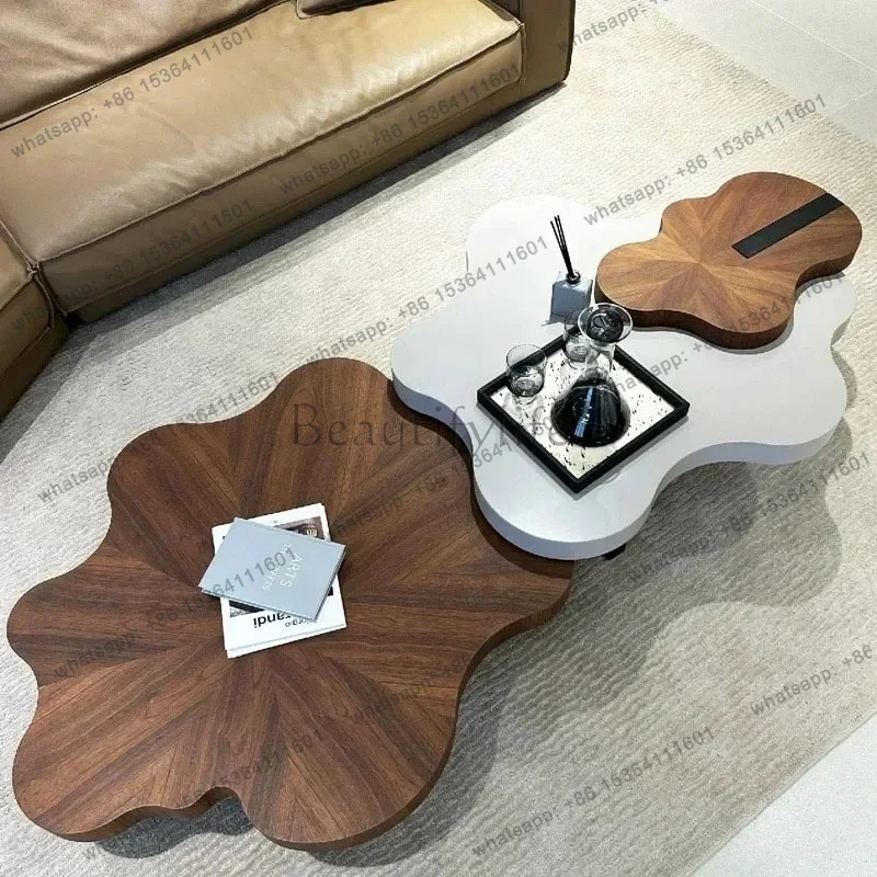 

Modern simple cloud solid wood coffee table combination living room home irregular designer high-end tea table