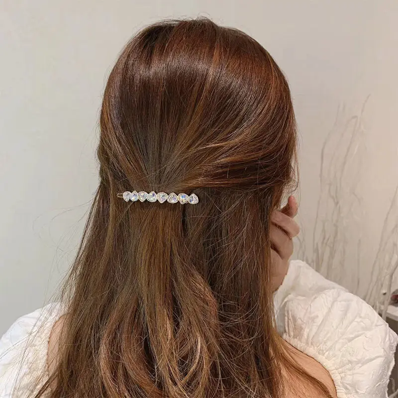 Cute Colorful Crystal Hair Clip Round Triangle Barrettes Hairpin Barrette Hair Clips Women Girls Fashion Hair Accessories Gifts