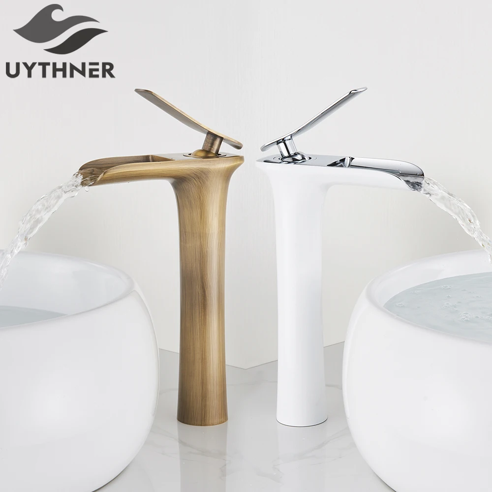 

Modern Basin Faucets White Bathroom Faucet Waterfall Faucets Single Hole Cold and Hot Water Mixer Tap Basin Faucet Mixer Taps