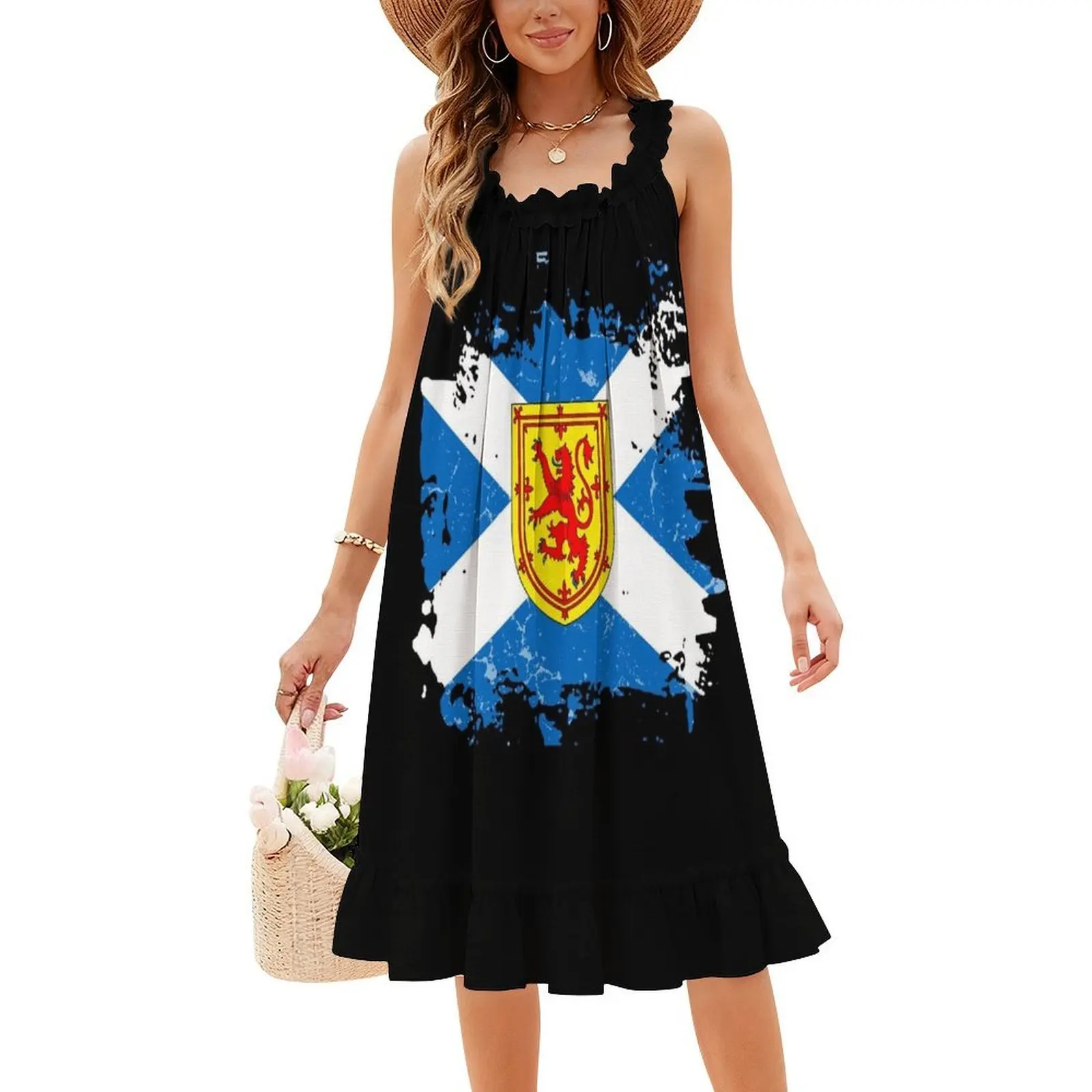 Герб Шотландии, женское элегантное праздничное платье, платье трапециевидной формы с короткими/длинными/без рукавов, шотландский флаг, Шотландии