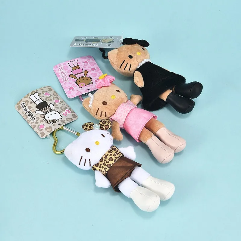 ตุ๊กตาเฮลโลคิตตี้ลายเสือดาวขาวยาว ของเล่นตุ๊กตาขนนุ่ม น่ารัก ใช้เป็นพวงกุญแจหรือจี้กระเป๋า ของขวัญวันหยุดสำหรับเด็ก