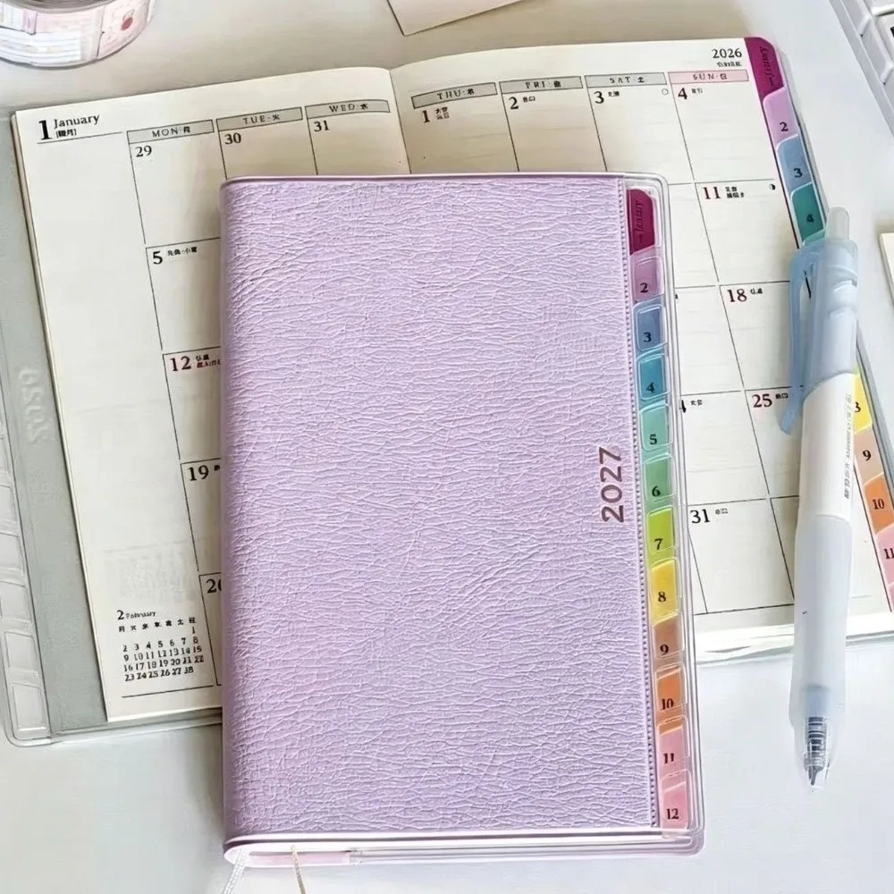 New Textured Cover 2027 Planner with Rainbow Index Tabs with Calendar Dated Planner Planner Notebook Journaling