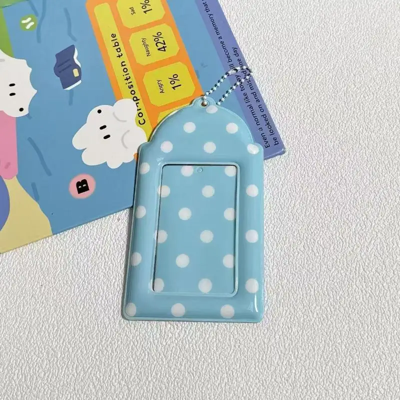 Cute Polka Dot Portable 3 Inch Card Holder Clear Photocard Sleeve for Kpop Idol Photo Storage Outdoor Carry
