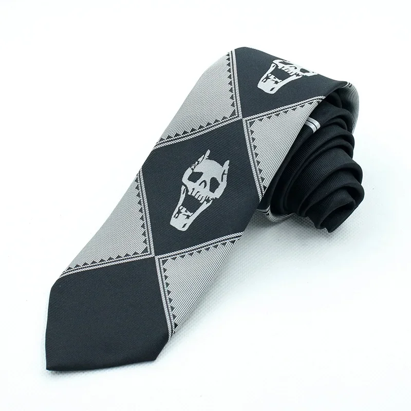 Anime JoJo's Bizarre Adventure Kira Yoshikage Cosplay Necktie Unisex Tie Skull Neck Heavens Door Cosplay Costume Prop image 3
