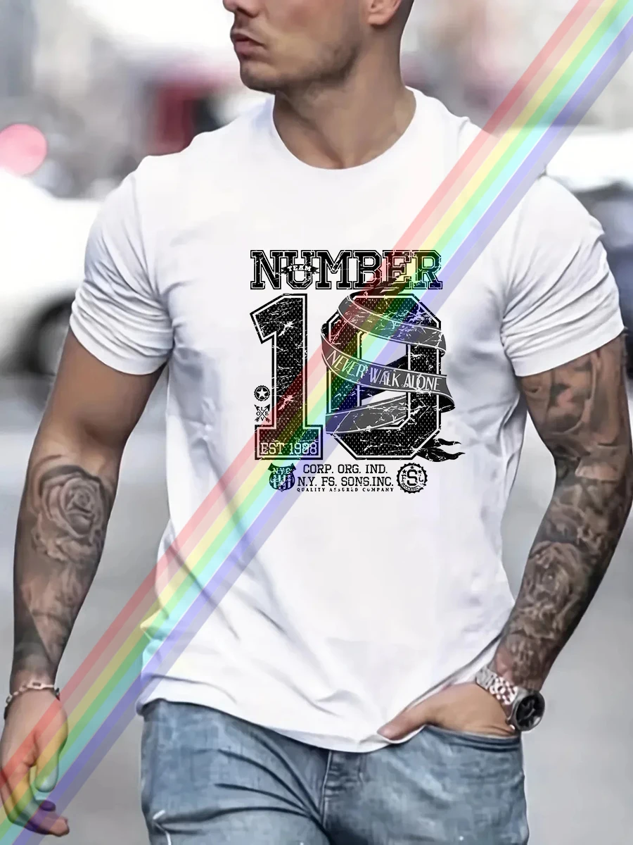 Colours Number 10 Est 1988 Print Men's Summer Vintage Casual Pure Cotton Oversized T-shirt Streetwear  Casual Fashion Clothing