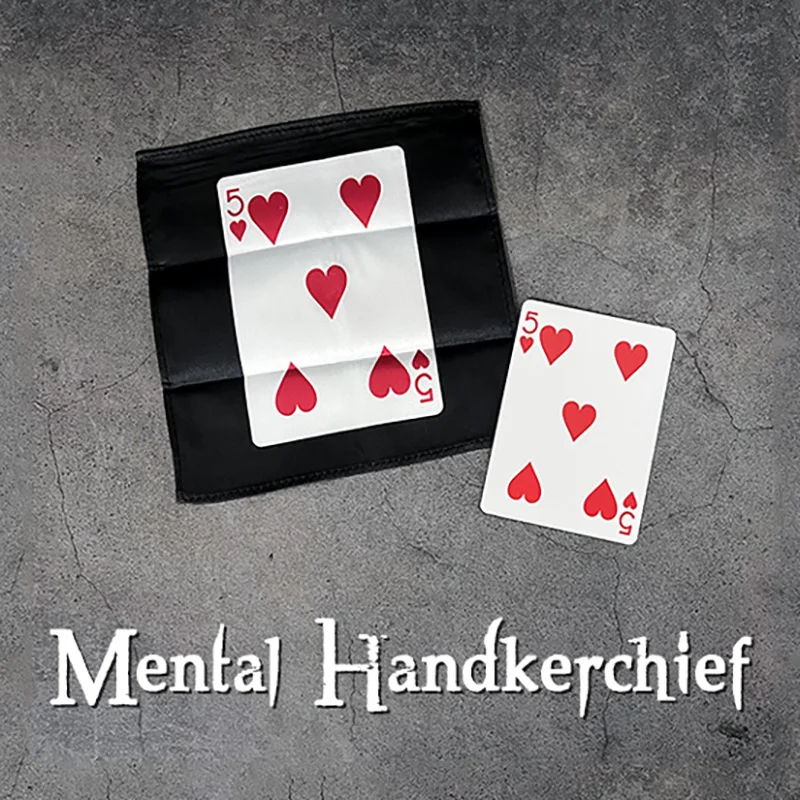 Mental Handkerchief 15*15cm Magic Tricks 5 of Hearts Appearing On Silk Close Up Street Illusions Magician Gimmicks Card Magia