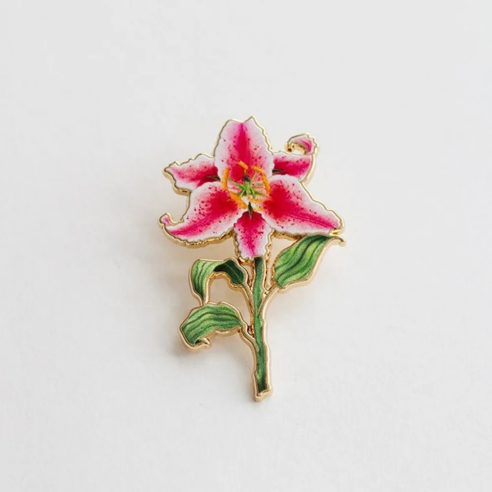 Stargazer Lily Floral Hard Enamel Pin Beautiful Pink Flower Lapel Pins, Botanical Brooch, Gardening Plant Gifts for Him, Her