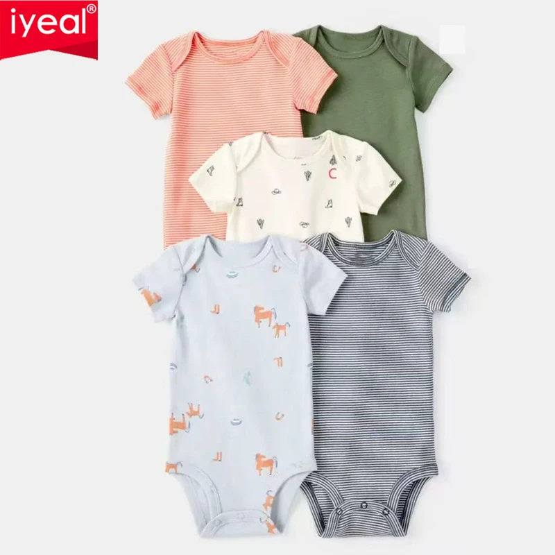 iyeal-5pcs-baby-short-sleeve-bodysuit-set-cute-animal-print-infant-onesies-soft-newborn-one-piece-romper-for-boys-girls