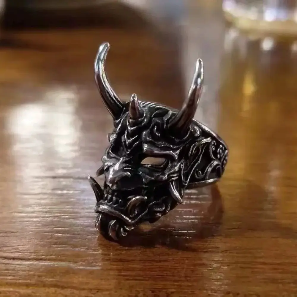 Vintage Mens Devil\'s Wrath Skull Ring Gothic Punk Skull Ring Mens Hip Hop Rock Rider Birthday Party Banquet JewelryHalloweenGift