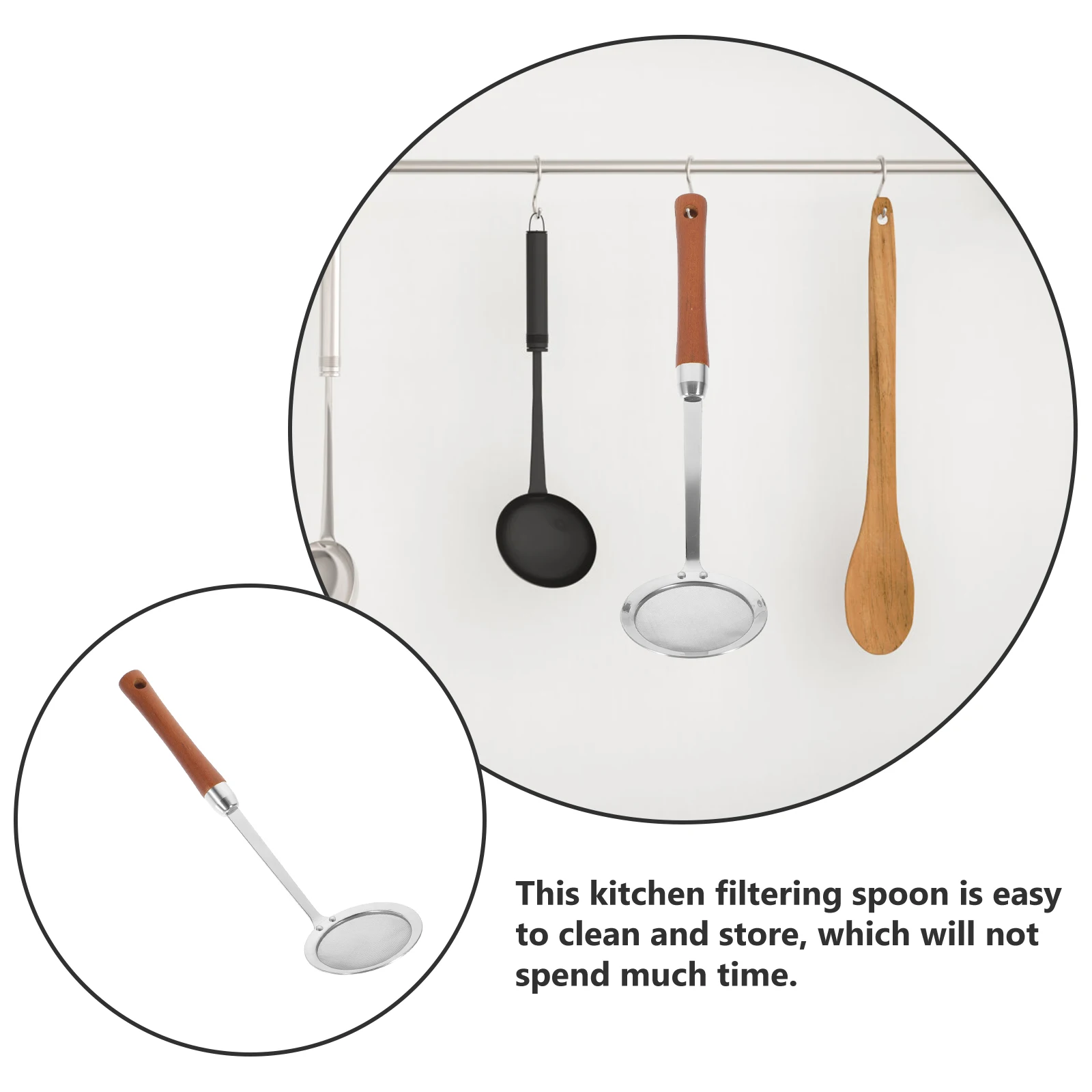 

1pc Stainless Steel Filtering Spoon Colander Mesh Kitchen Utensil for Noodles Eggs Vegetables High Temperature Resistant