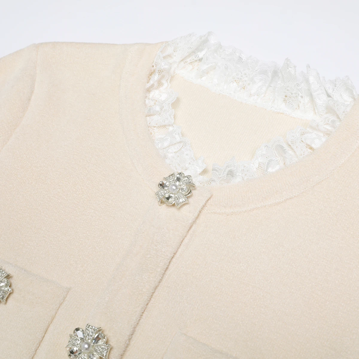 

25280 High-quality Fashionable Luxury Short Sleeved Round Neck Lace Elastic Knitted Plush Fabric Slim Waistband Women's Dres