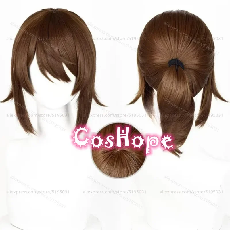 Painter Edgar Valden Cosplay Wig with Ponytail 37cm Short Brown Wig Cosplay Anime Cosplay Wigs Heat Resistant Synthetic Wig