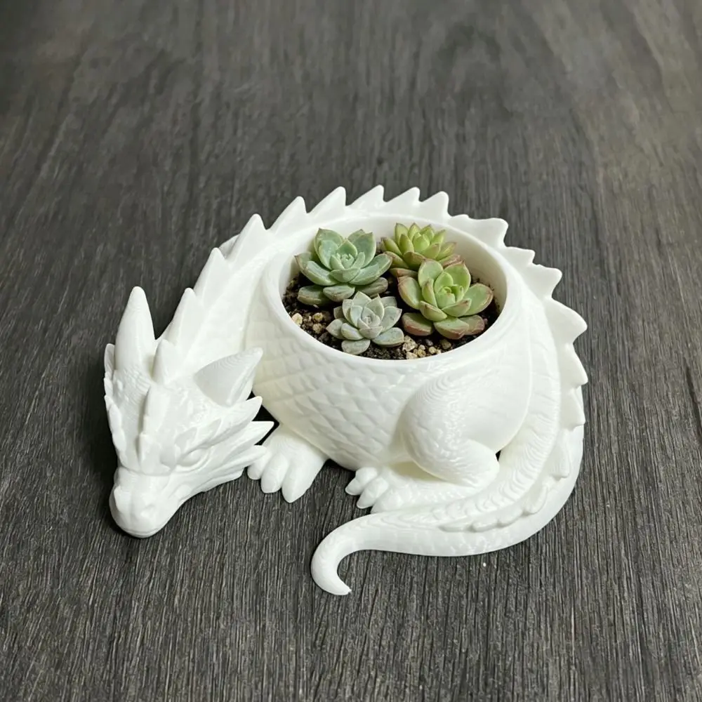 Portable 3D Printed Dragon Shaped Plant Pot Mini Funny Succulent Planter Lightweight Handmade Animals