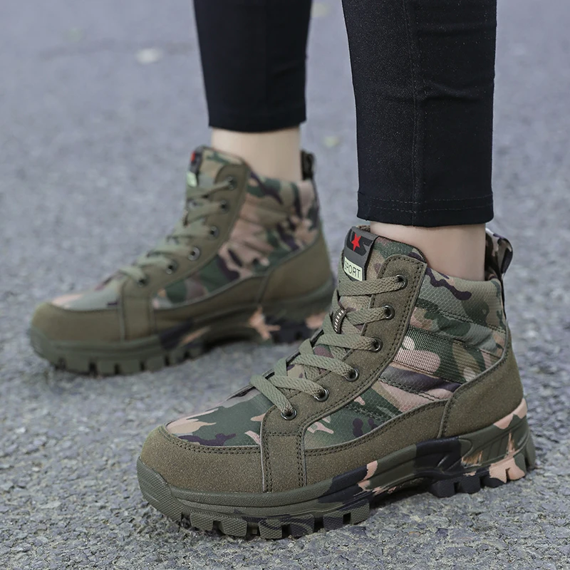 

2025 Men's Outdoor Casual Sports Shoes Climbing Camouflage Comfortable Breathable Synthetic Leather Walking Shoes Universal