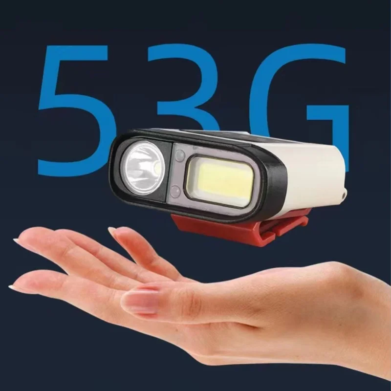 

USB-перезаряжаемый светодиодный фонарь-клипса для кепки BF919 с двойным источником света, налобный фонарь-прищепка для велосипеда