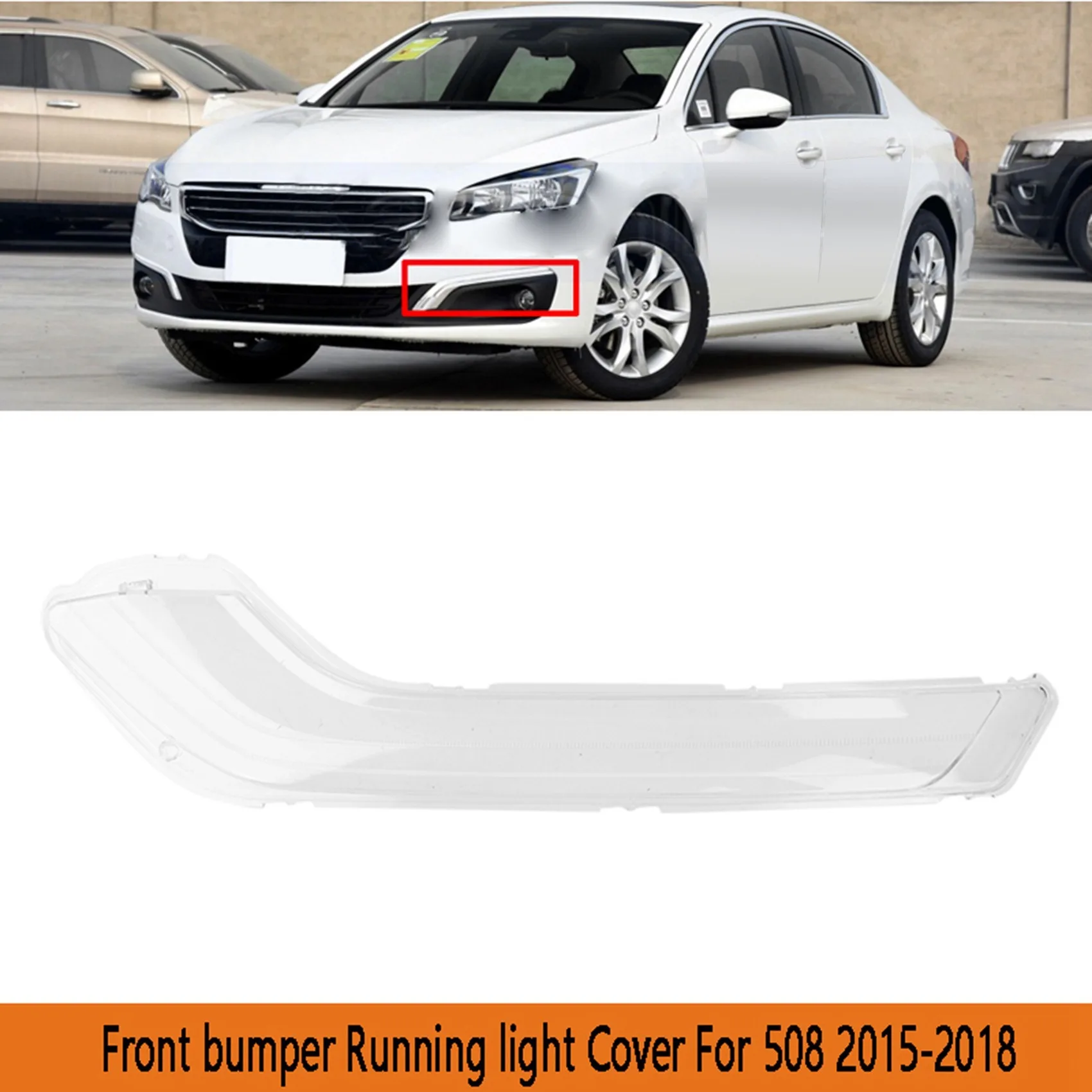 Right Front Bumper Running Light Cover Lampshade Daytime Light Lid Transparent DRL Shade Lens for Peugeot 508 2015-2018