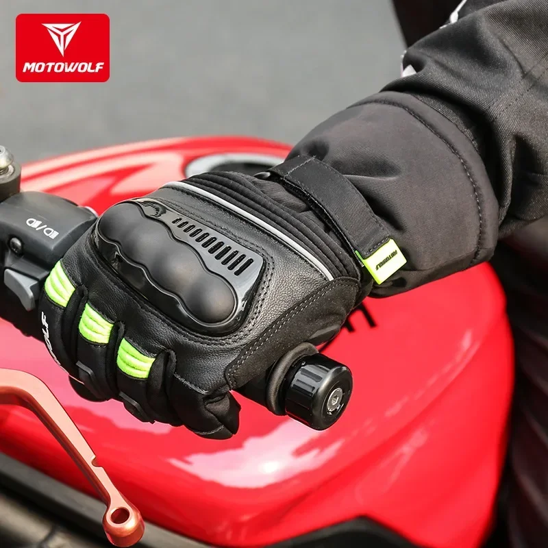 Winter Warm Motorcycle Riding Waterproof Gloves Windproof Reflective Motocross Touch Operate Long Cycling Luvas Moto Impermeable