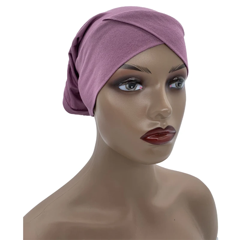 Muslim Women Jersey Inner Hijab Caps Stretch Cotton Underscarf Forehead Cross Hijab Turban Femme Musulman Headscarf Bonnet