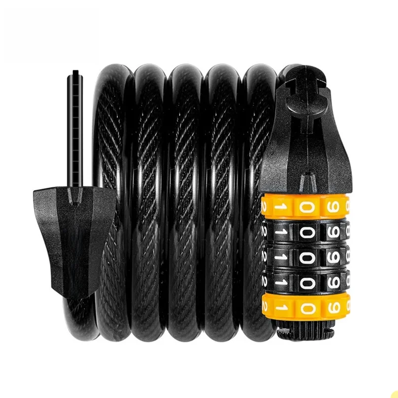 Waterproof Anti-Theft Bike Lock with Mount Bracket Thick Steel Cable 4/5 Digit Combination Password Bicycle Security