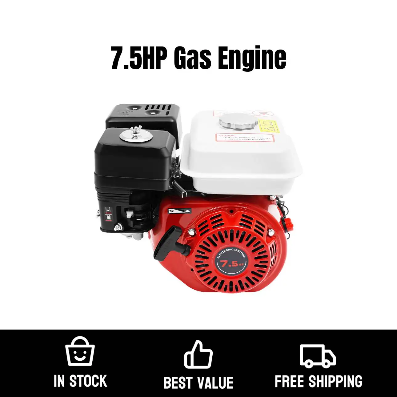 212 cc 4-Takt 3000 W 7,5 PS roter Benzinmotor Kurbelwellen-Luftkühlsystem 20 mm für Go Kart Hochdruckreiniger Holzspalter