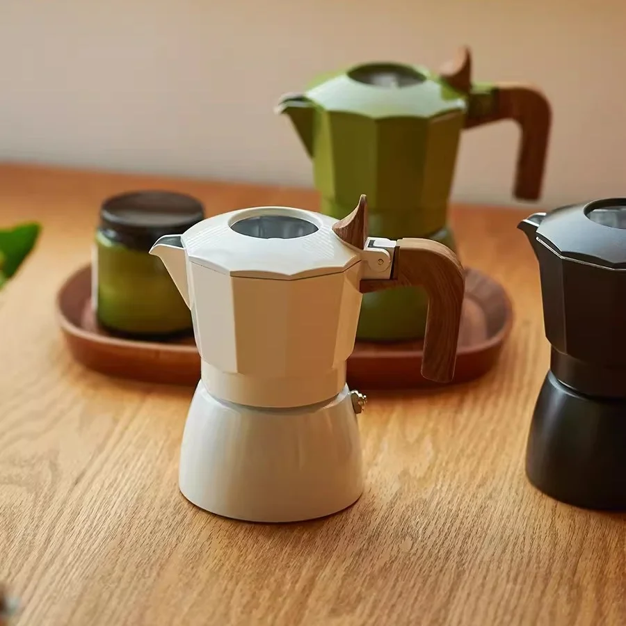 Cafetera Moka de doble válvula para el hogar, electrodoméstico para café al aire libre, fermentación manual, extracción italiana de alta temperatura, seguro y eficiente