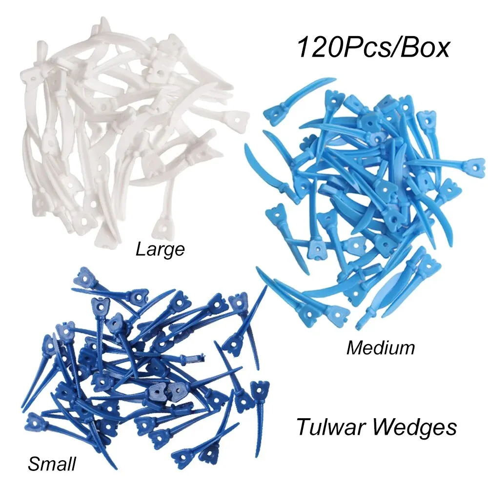 120 szt. Kliny dentystyczne Tulwar jednorazowe S/M/L segmentowy system matrycowy plastikowe napełnianie klin zębów z otworem materiał stomatologiczny