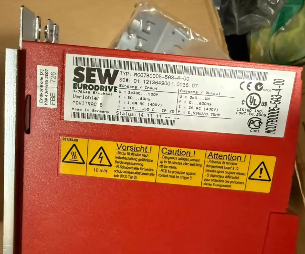 

MC07B0005-5A3-4-00 Brand New Inverter 0.55KW，MC07B0005 5A3 4 00，Fast shipping，In Stock