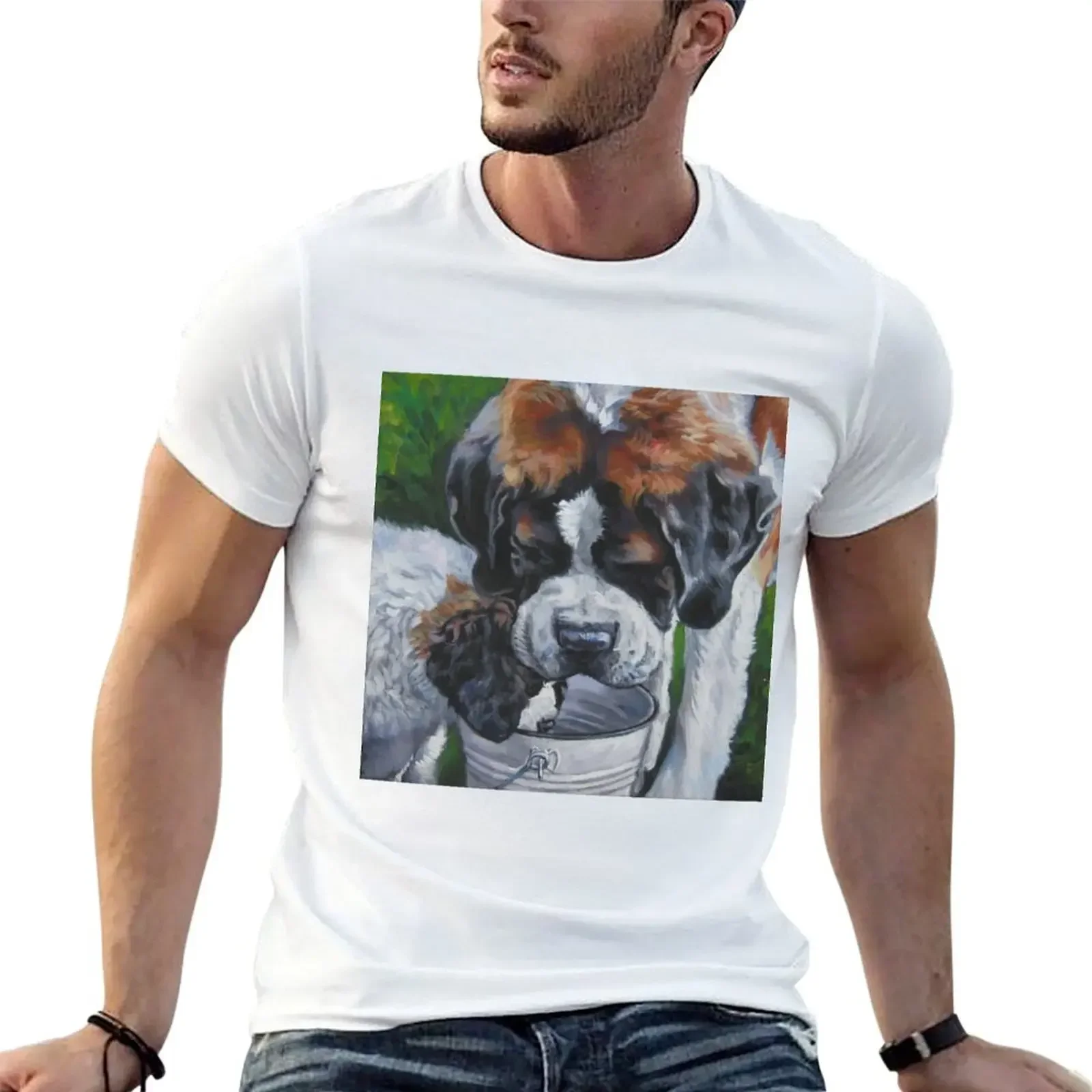 St. Bernard Fine Art Painting T-Shirt quick-drying new edition vintage workout shirts for men