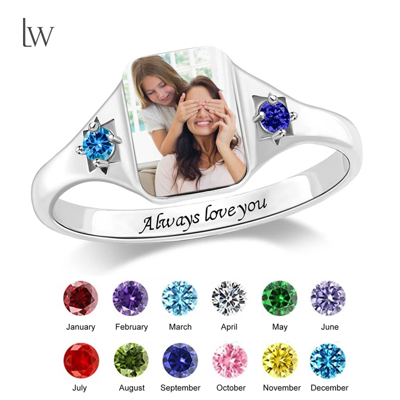 Custom Photo Ring for Women Personalized Picture Rings Featuring Heart-shaped Promise Ring Perfect Graduation Gift for Couple