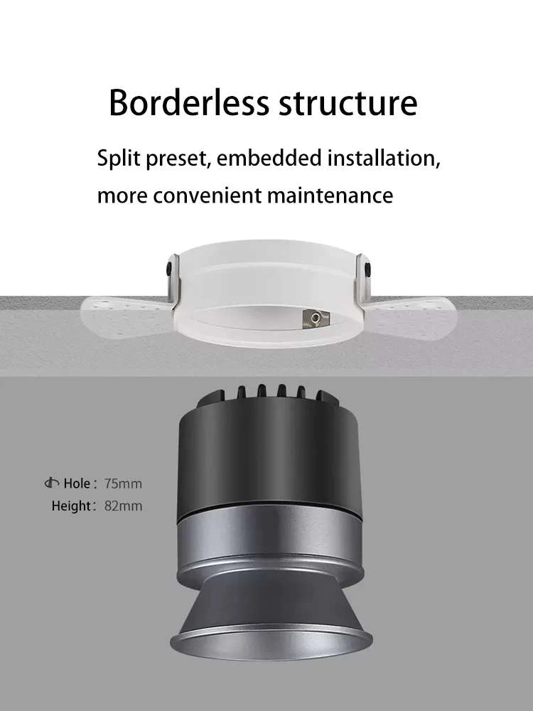 SYL Led Borderless Spotlights Dimmable ZigBee Spot Light COB Embedded Foco Smart Ceiling Lamp White Black For Home Room Indoor