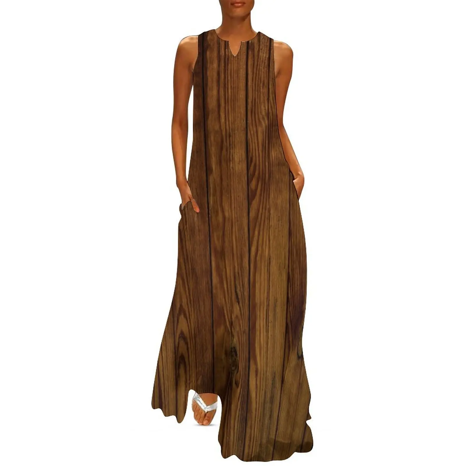 

Wood Grain Planks Long Dress evening dresses ladies Dress vintage dress summer summer women's 2025