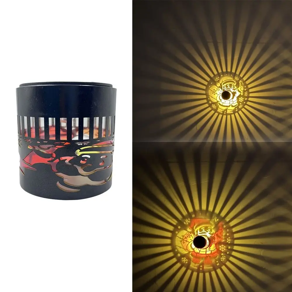 Solar Powered Santa Claus Projection Lamp Hollow Decorative Solar Outdoor Wall Light Santa Claus Atmosphere Lamp