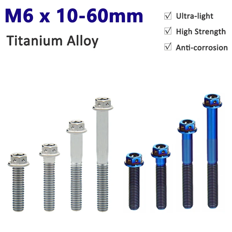 

1PCS Titanium Allen Bolt M6x10/15/20/25/30/35/40/45/50/60mm Flange External Hexagon Head Screw for Car Motorcycle Bicycle