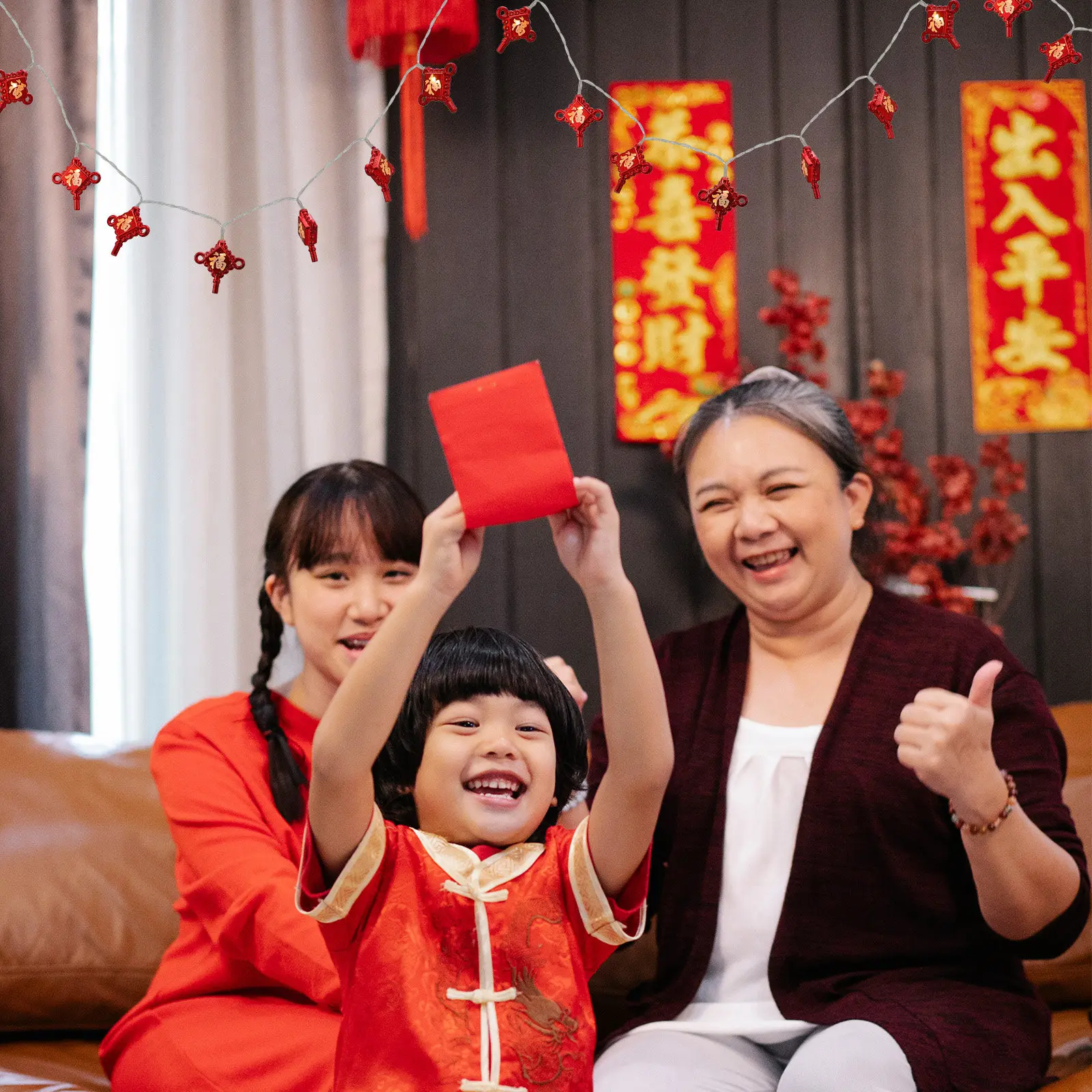 

1 шт. светодиодная гирлянда-нить с китайскими узлами, красный фонарь, праздничный новогодний светящийся подвесной декор для дома, вечеринки, окна, стены, двери, сада