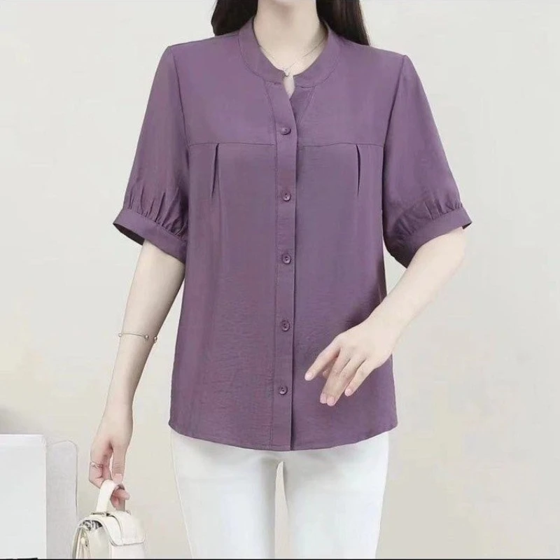 여성의 신선한 스타일 티셔츠 2025 봄 반팔 셔츠 우아한 새로운 트렌드 고품질 탑 플러스 사이즈 의류