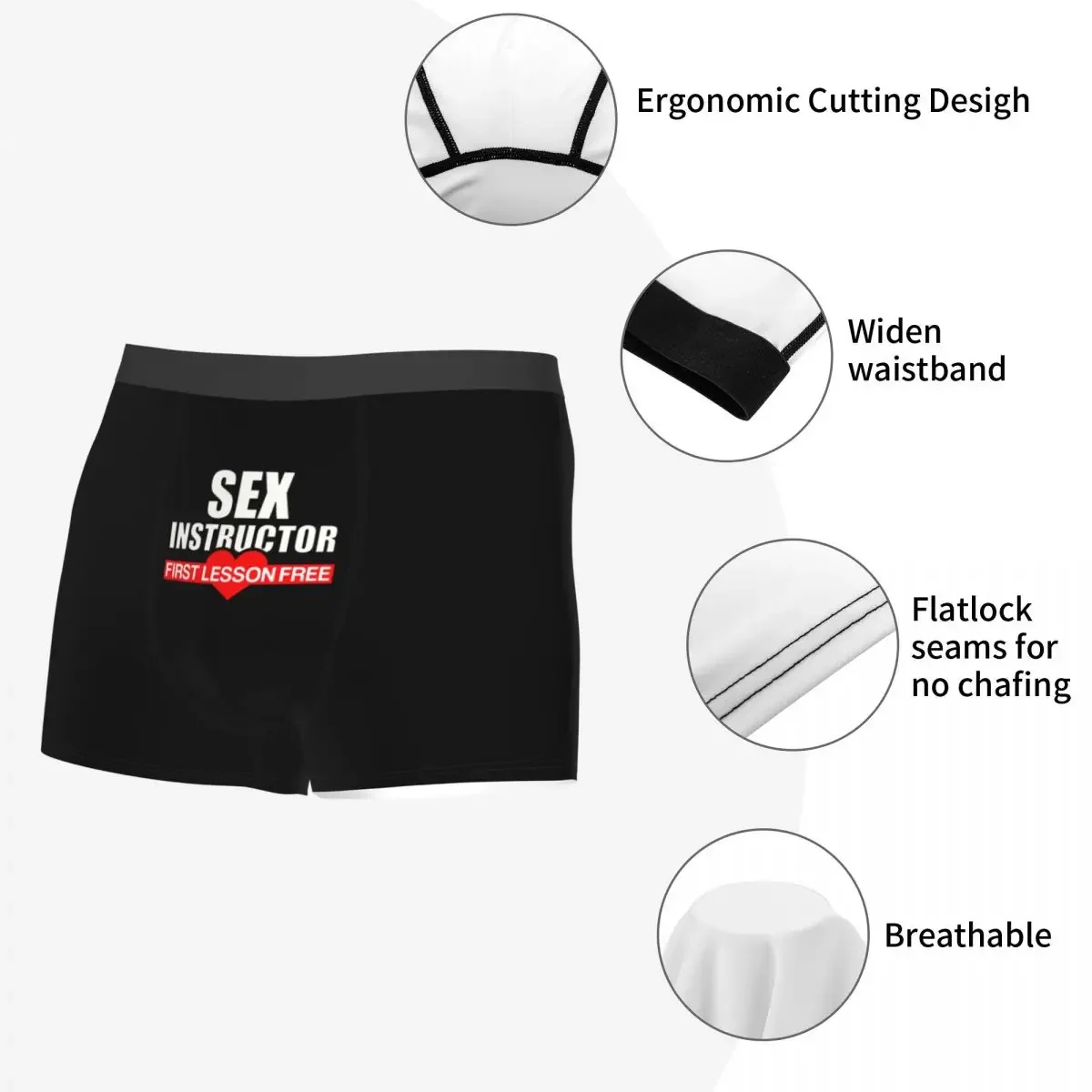 Roupa interior personalizada do instrutor do sexo dos homens, boxer do estiramento, shorts da cueca, calcinha macia, cuecas sexy para o sexo masculino