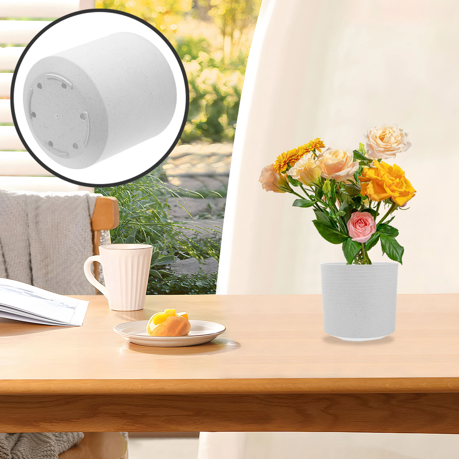 

1pc Resin Flower Pot With Drainage Hole Plastic Planter For Indoor Outdoor Decor Vegetable Herb Succulent Garden Plant Container