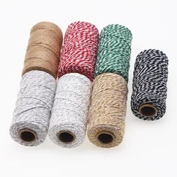 2mm*100m Christmas Twine Cotton Jute String Rope Cord Ribbon Decoration Tying Cake Pastry Boxes DIY Crafts Gift Wrapping