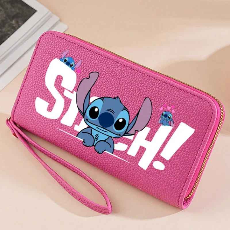 

Disney Stitch Long Zip Wallet with Stitch Print & Wrist Strap, Multi-Card Cute Cartoon Pattern Soft Texture Wallet for Women