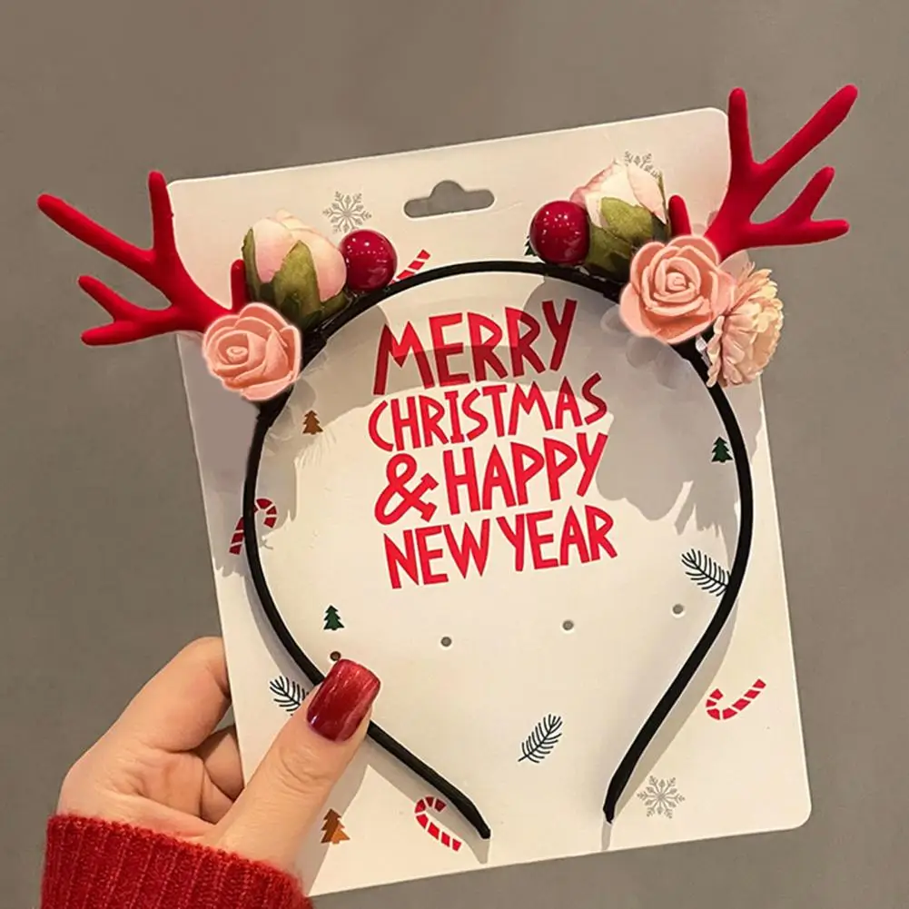 Christmas Headband Shiny Sequin Ear Bow Santa Antlers Headband Children adults Narrow Band New Year Party Holiday Headband