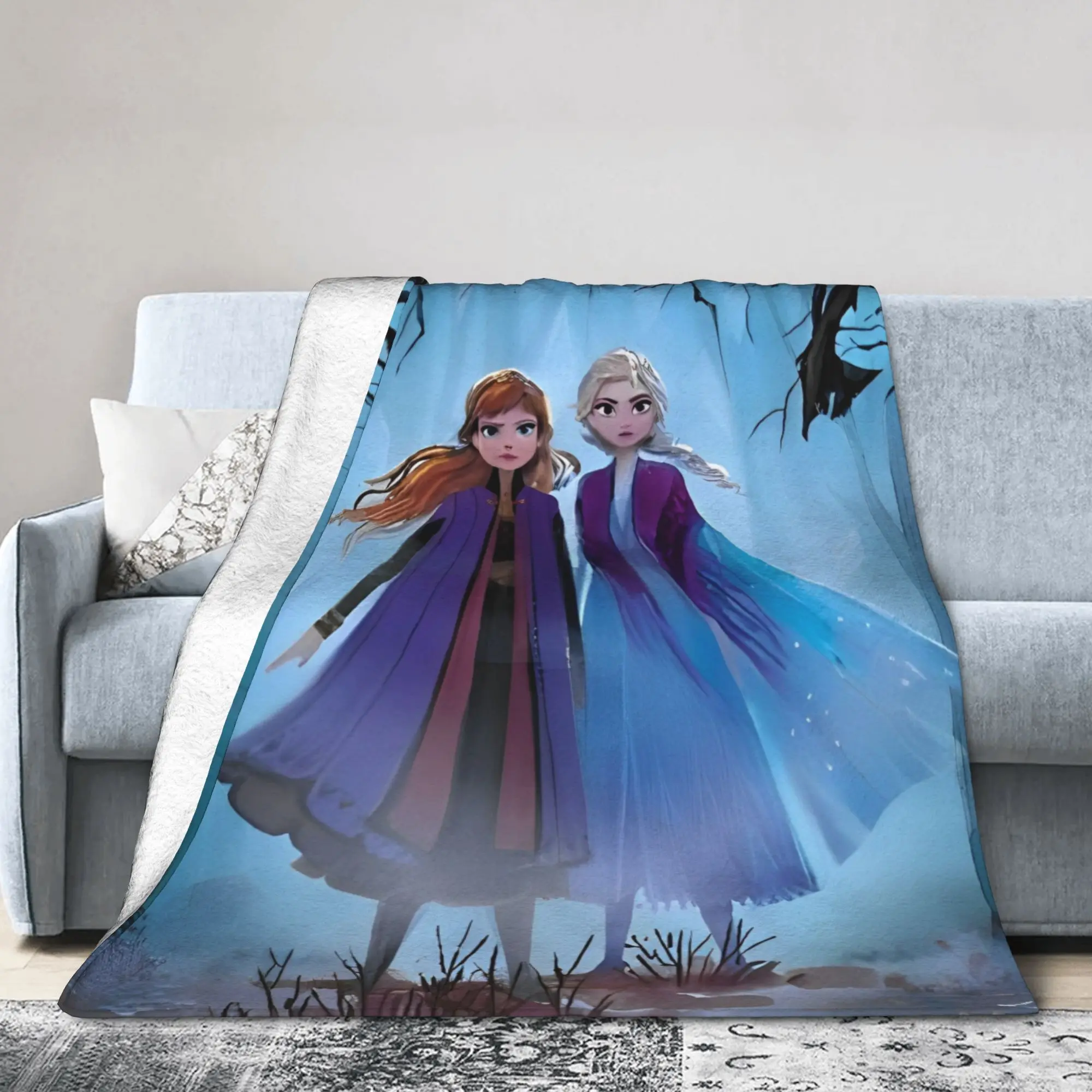 

Sisters Frozens Knitted Blanket Flannel Elsa And Anna Super Soft Throw Blankets for Bed Bed Rug