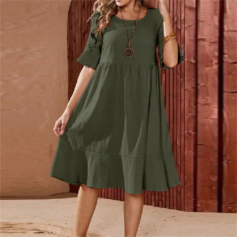 Pantaloni da donna rotondi casual in cotone e lino, comodi, traspiranti, ecologici, per donne di mezza età e ly