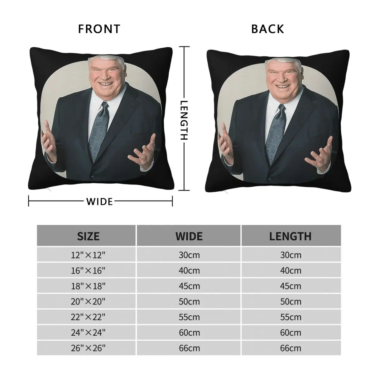 John Madden Coach Square Pillowcase Polyester Linen Velvet Creative Zip Decor Room Cushion Cover