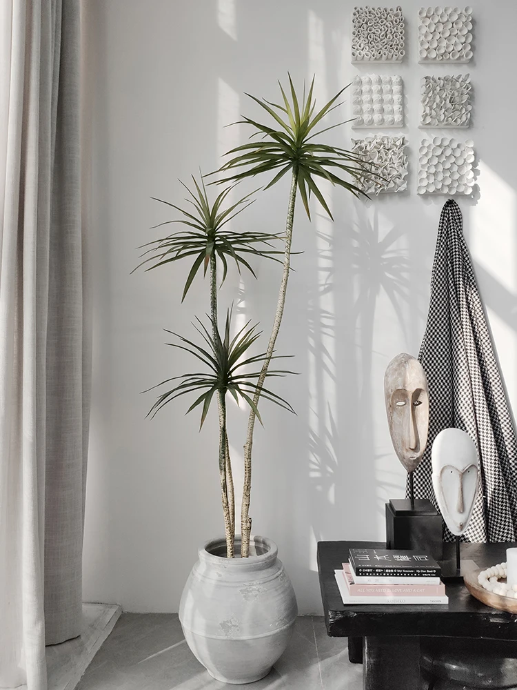 

CL retro vase coarse pottery wabi wind plant B & B white ceramic flower ware floor-to-ceiling ponyon iron green plants