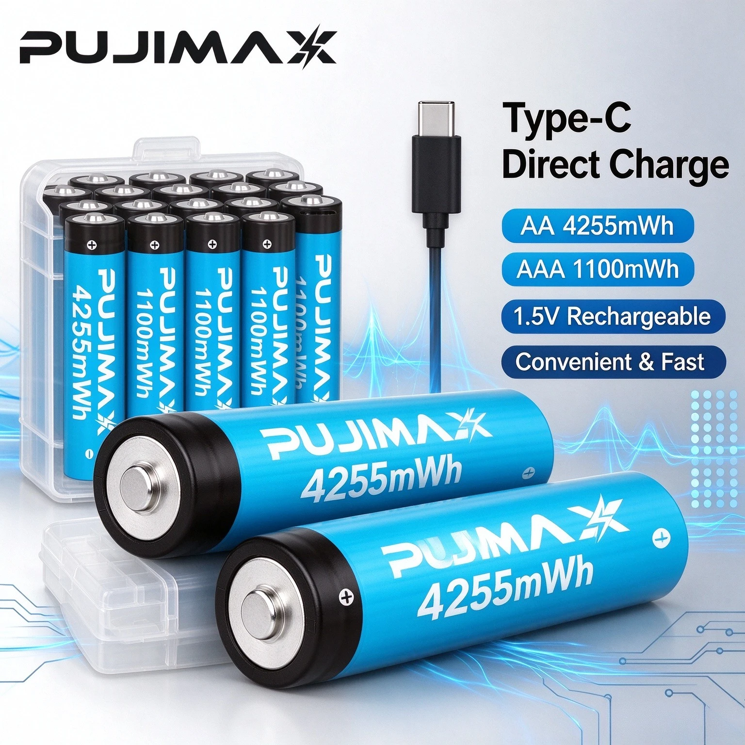 1.5V Rechargeable Lithium Battery AA 4255mWh/AAA 1100mWh Batteries High Capacity Battery for Clocks Mouse Remote Control